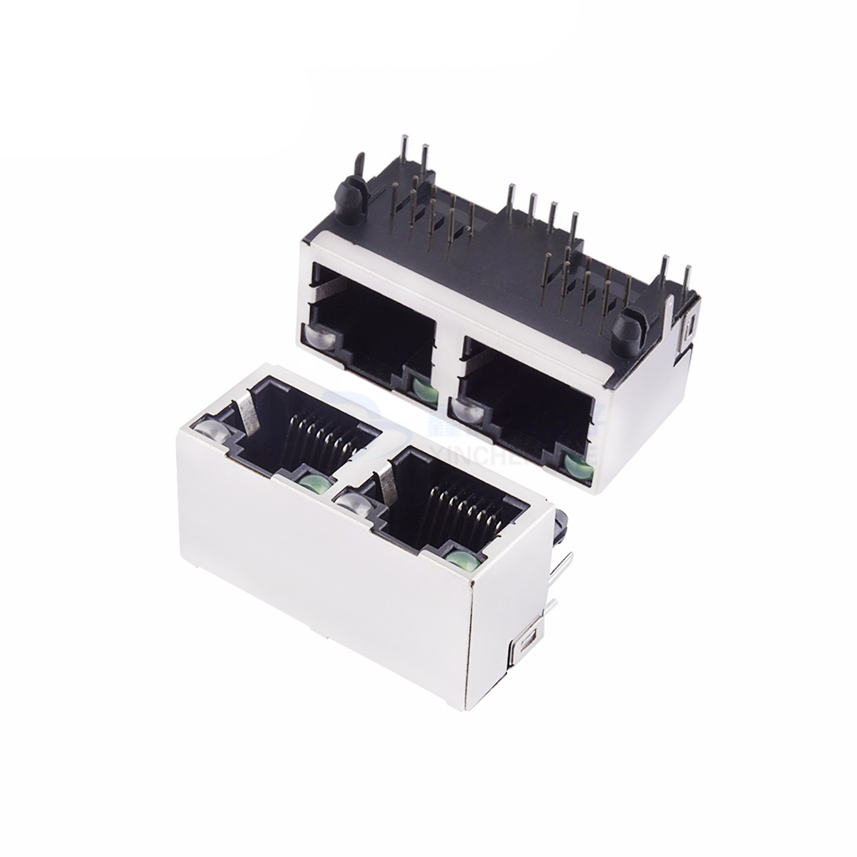 RJ45 8P8C 1×2帶燈無彈 左綠右橙