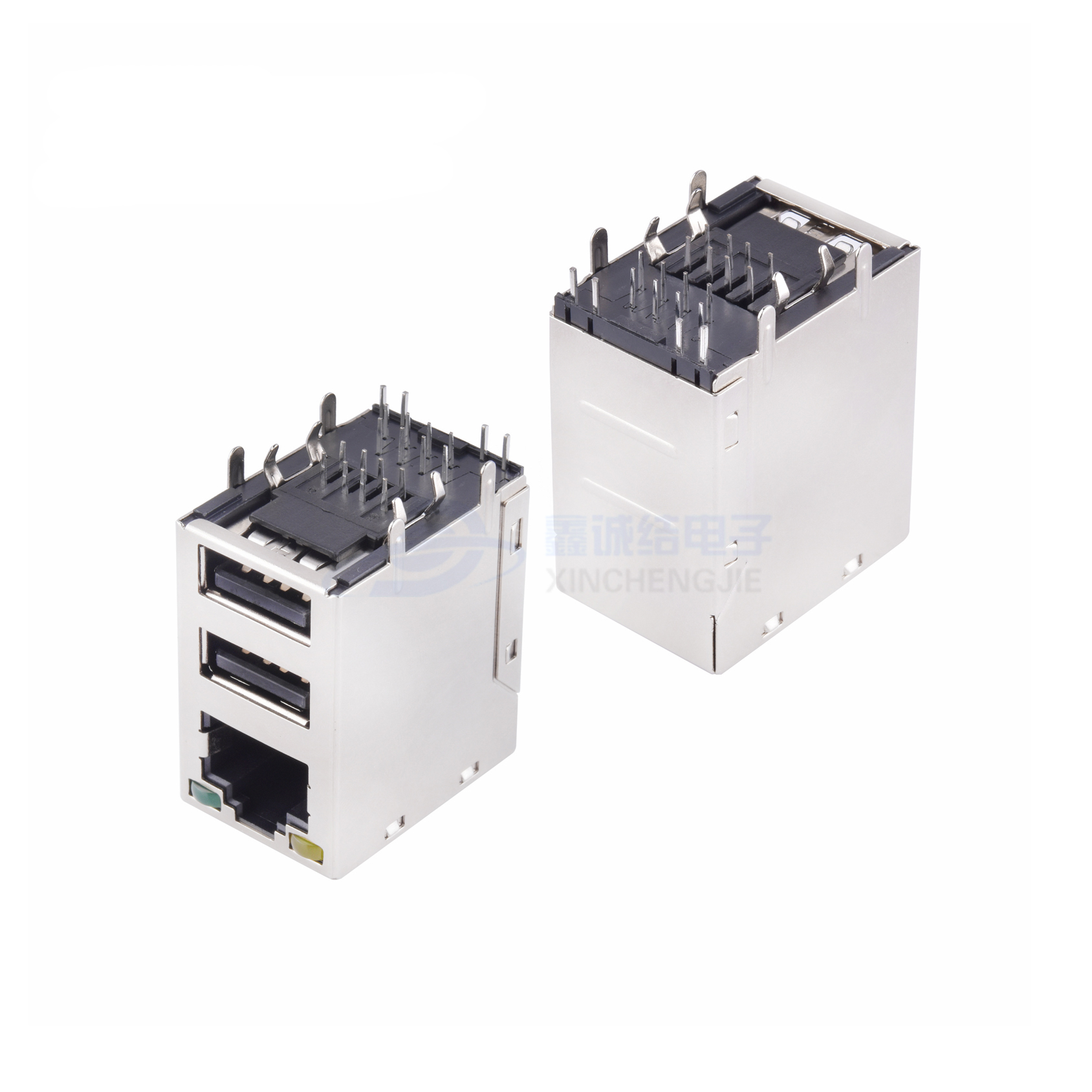 RJ45+雙層USB AF 帶燈無彈