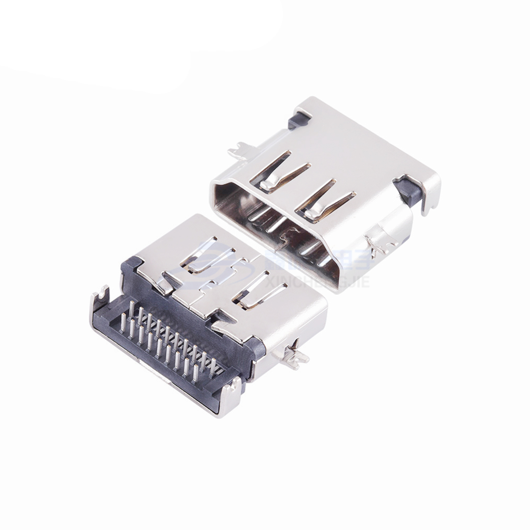 HDMI 19P/F 90°反向沉板2.27H插板前兩腳貼板